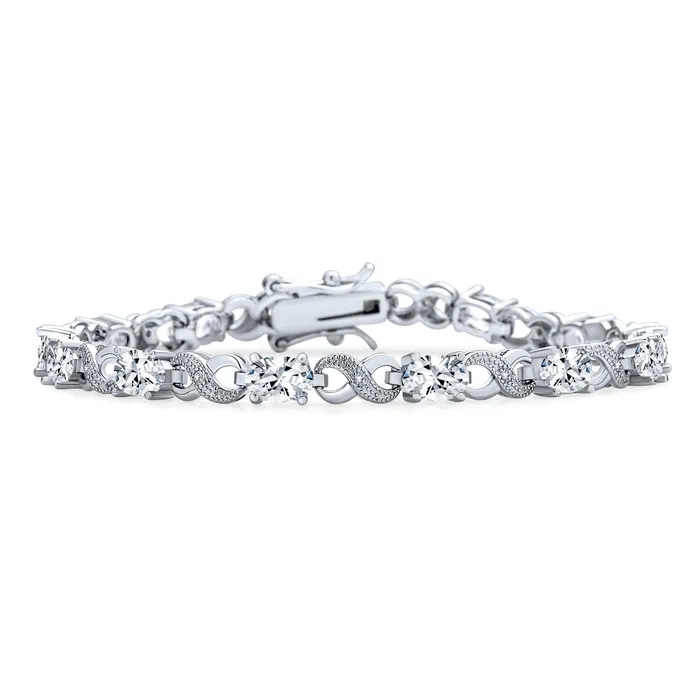 Bracelets Green Red Oval CZ Tennis Bracelet in Silver Plated Finish BlingJewelry Wholesale