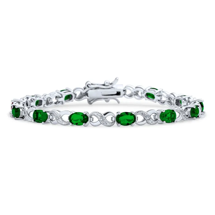 Bracelets Green Red Oval CZ Tennis Bracelet in Silver Plated Finish BlingJewelry Wholesale