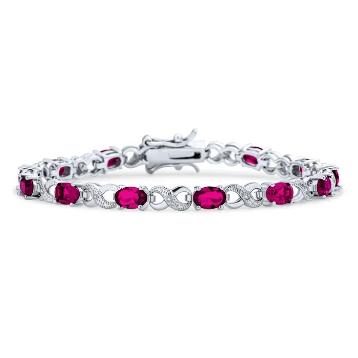 Bracelets Green Red Oval CZ Tennis Bracelet in Silver Plated Finish BlingJewelry Wholesale