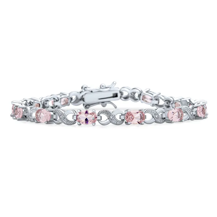 Bracelets Green Red Oval CZ Tennis Bracelet in Silver Plated Finish BlingJewelry Wholesale