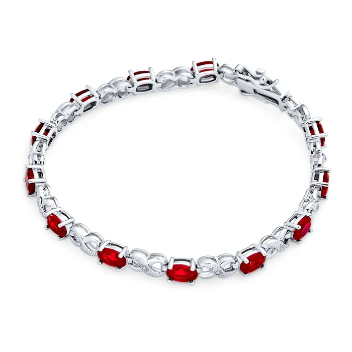 Bracelets Green Red Oval CZ Tennis Bracelet in Silver Plated Finish BlingJewelry Wholesale