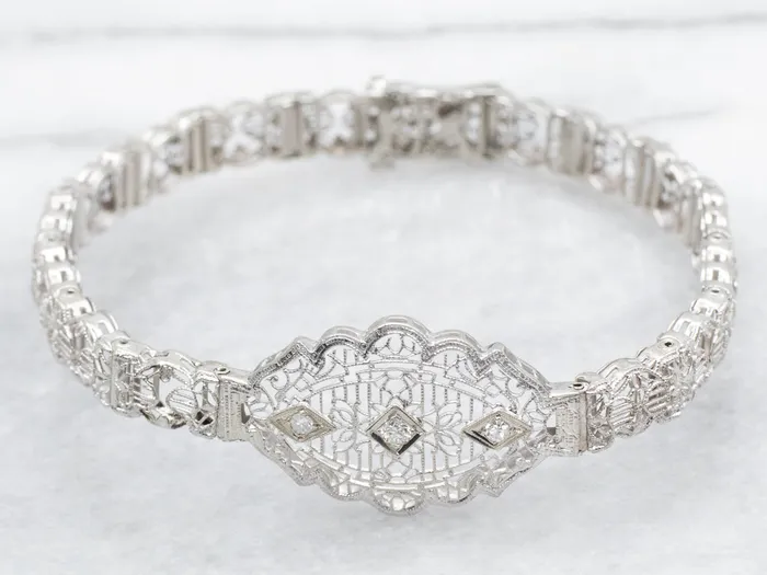 Bracelets Market Square Jewelers Art Deco Diamond Filigree Bracelet