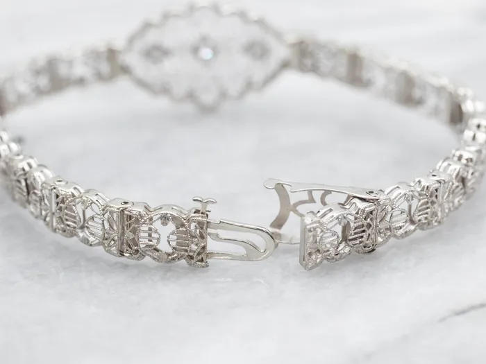Bracelets Market Square Jewelers Art Deco Diamond Filigree Bracelet