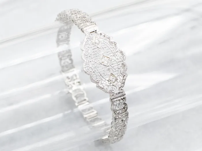 Bracelets Market Square Jewelers Art Deco Diamond Filigree Bracelet