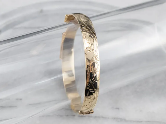 Bracelets Market Square Jewelers Vintage Engraved Gold Bangle Bracelet