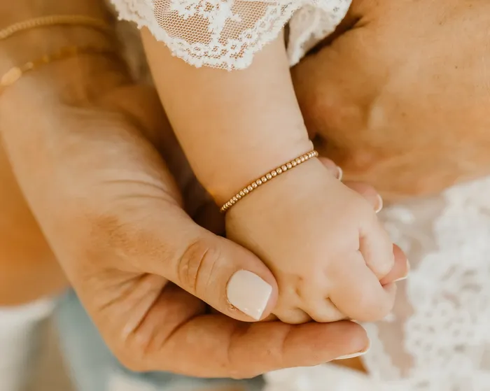 Bracelets Mommy Me Dainty Gold Beaded Bracelet 14K Gold Filled TCB