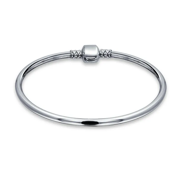 Initial European Charm Bangle Bracelet with Sterling Silver Barrel Clasp BlingJewelry Wholesale Bracelets Initial European Charm Bangle Bracelet with Sterling Silver Barrel Clasp BlingJewelry Wholesale Bracelets