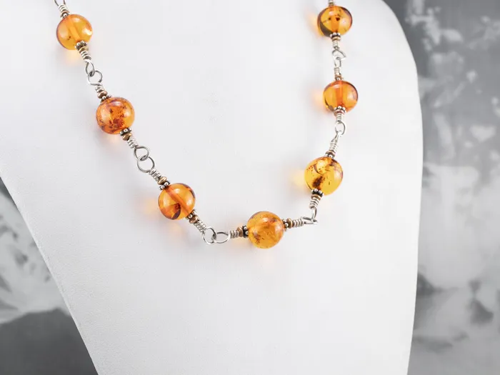 Market Square Jewelers Beaded Amber Mix Metal Necklace Necklaces Market Square Jewelers Beaded Amber Mix Metal Necklace Necklaces