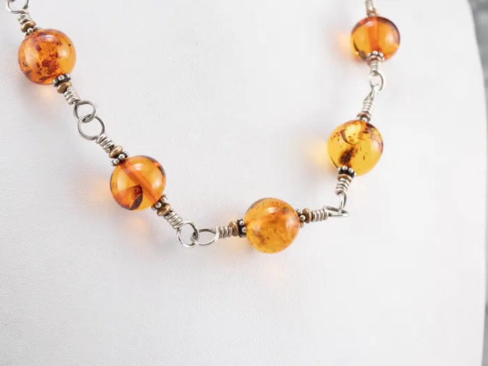 Market Square Jewelers Beaded Amber Mix Metal Necklace Necklaces Market Square Jewelers Beaded Amber Mix Metal Necklace Necklaces