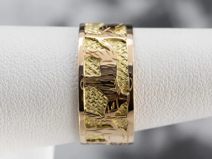 Market Square Jewelers Rings Two Tone 18K Gold African Safari Cigar Band