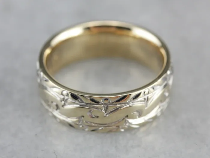 Market Square Jewelers Rings Vintage Gold Pattern Band