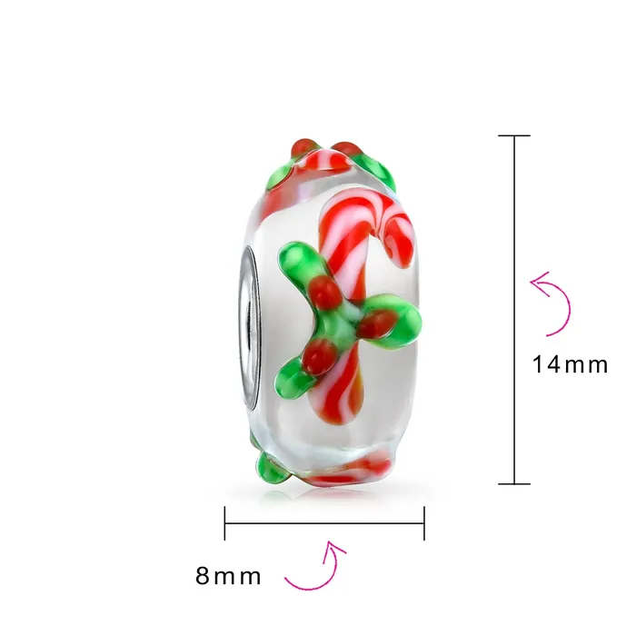 Murano Glass Christmas Charm Bead with Stocking Snowflake and Reindeer BlingJewelry Wholesale Charm Necklaces Murano Glass Christmas Charm Bead with Stocking Snowflake and Reindeer BlingJewelry Wholesale Charm Necklaces