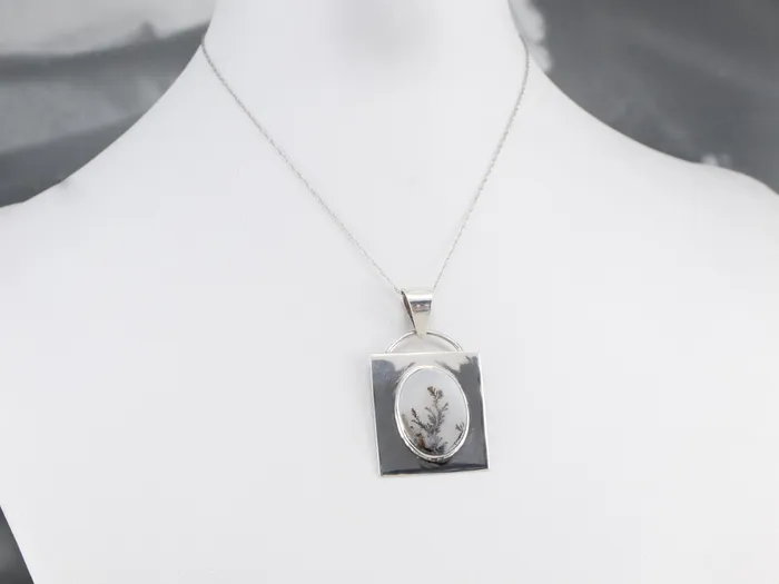 Necklaces Sterling Silver Dendritic Agate Pendant Market Square Jewelers Necklaces Sterling Silver Dendritic Agate Pendant Market Square Jewelers