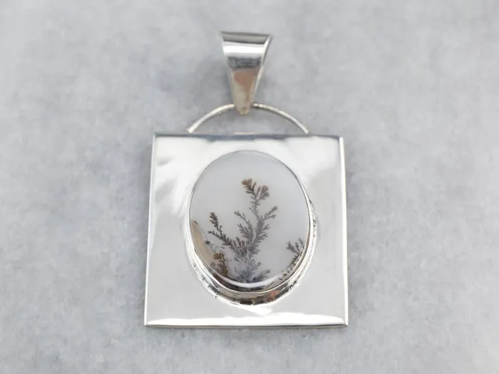 Necklaces Sterling Silver Dendritic Agate Pendant Market Square Jewelers Necklaces Sterling Silver Dendritic Agate Pendant Market Square Jewelers