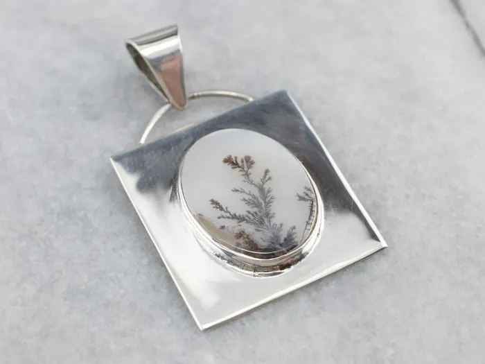 Necklaces Sterling Silver Dendritic Agate Pendant Market Square Jewelers Necklaces Sterling Silver Dendritic Agate Pendant Market Square Jewelers