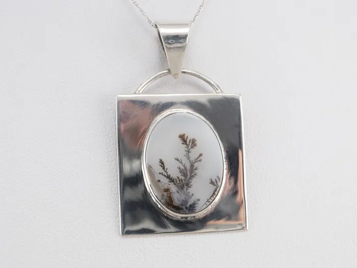 Necklaces Sterling Silver Dendritic Agate Pendant Market Square Jewelers Necklaces Sterling Silver Dendritic Agate Pendant Market Square Jewelers