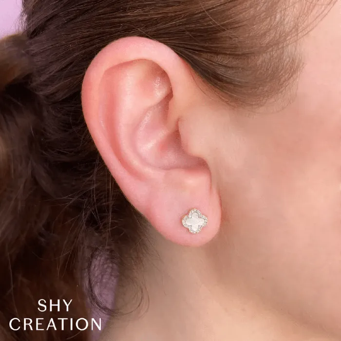 Shy Creation Earrings Shy Creation Kate Diamond and Mother of Pearl Clover Earrings 011CT