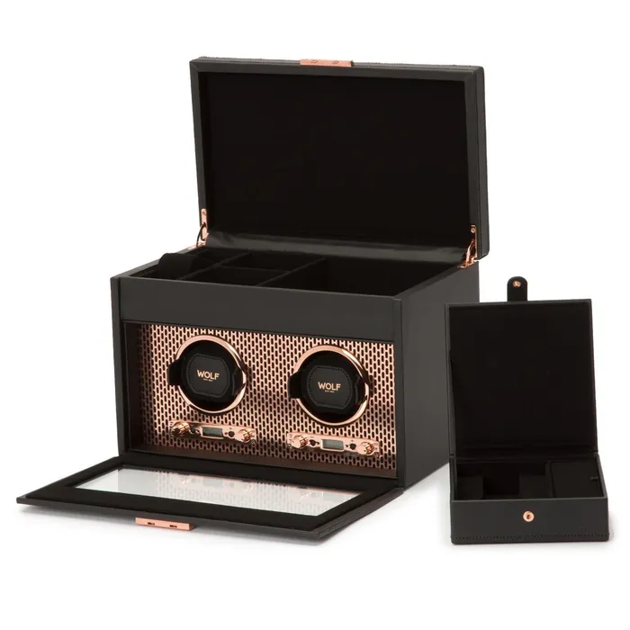 Wolf Axis Double Watch Winder with Storage Wolf Watches