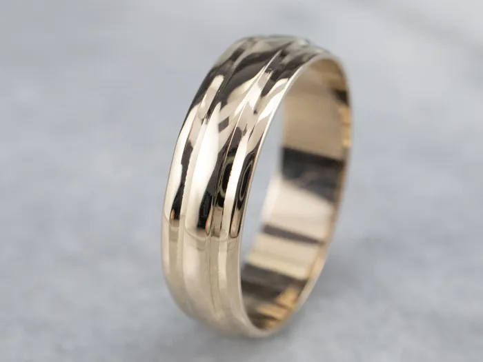 Yellow Gold Ridged Band Market Square Jewelers Rings