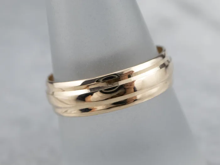 Yellow Gold Ridged Band Market Square Jewelers Rings