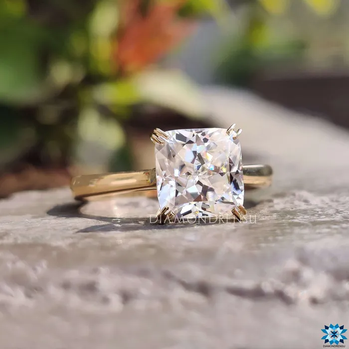 Diamondrensu Rings Infinity Symbol Ring 220 CT Cushion Rensu Cut Moissanite Solitaire Engagement Ring
