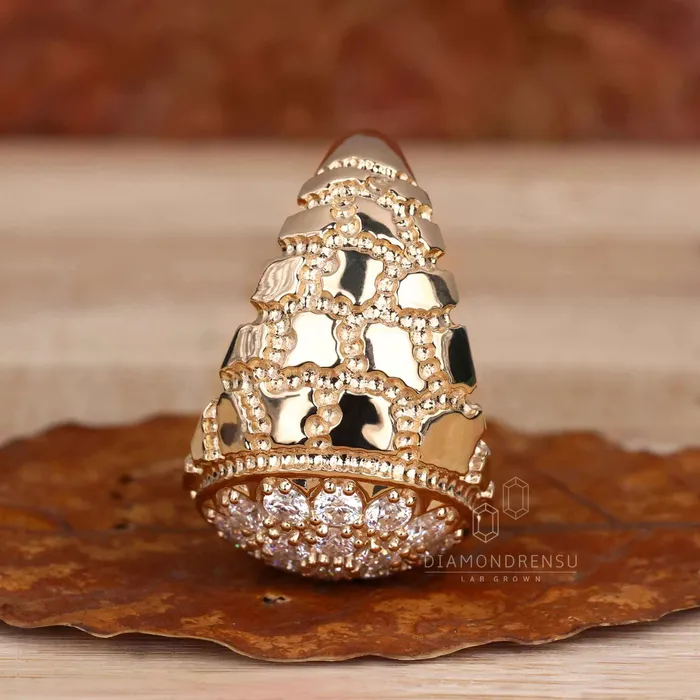 Diamondrensu Signet Ring for Him Round Lab Grown Diamond Mens Ring Rings