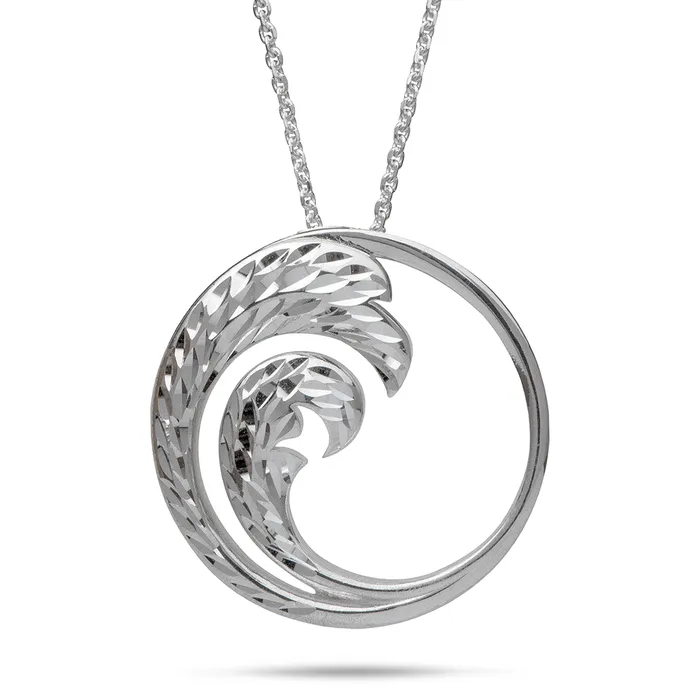 Maui Divers Jewelry Necklaces 24 Adjustable Nalu Necklace in Sterling Silver 30mm Maui Divers Jewelry Necklaces 24 Adjustable Nalu Necklace in Sterling Silver 30mm