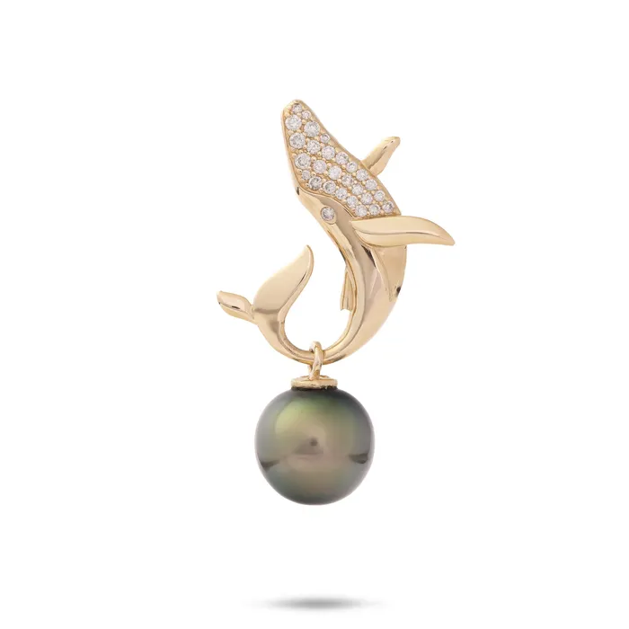 Maui Divers Jewelry Necklaces Ocean Dance Whale Tahitian Black Pearl Pendant in Gold with Diamonds 910mm Maui Divers Jewelry Necklaces Ocean Dance Whale Tahitian Black Pearl Pendant in Gold with Diamonds 910mm
