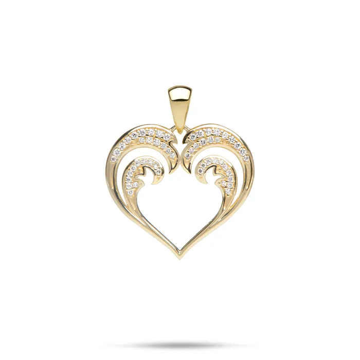 Necklaces Maui Divers Jewelry Nalu Heart Pendant in Gold with Diamonds 20mm Necklaces Maui Divers Jewelry Nalu Heart Pendant in Gold with Diamonds 20mm