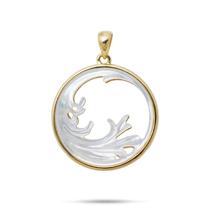 Necklaces Maui Divers Jewelry Nalu Splash Mother of Pearl Pendant in Gold 27mm Necklaces Maui Divers Jewelry Nalu Splash Mother of Pearl Pendant in Gold 27mm