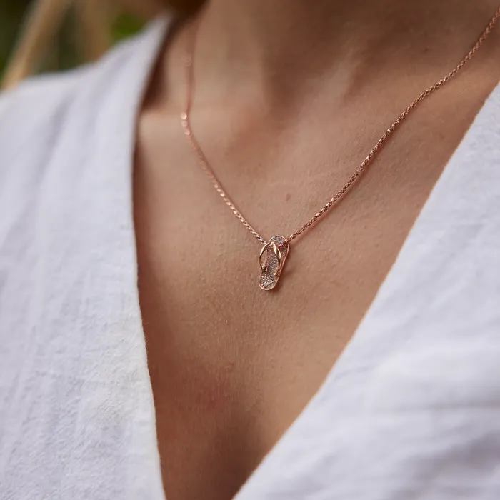 Necklaces Maui Divers Jewelry Slipper Pendant in Rose Gold with Diamonds 18mm Necklaces Maui Divers Jewelry Slipper Pendant in Rose Gold with Diamonds 18mm